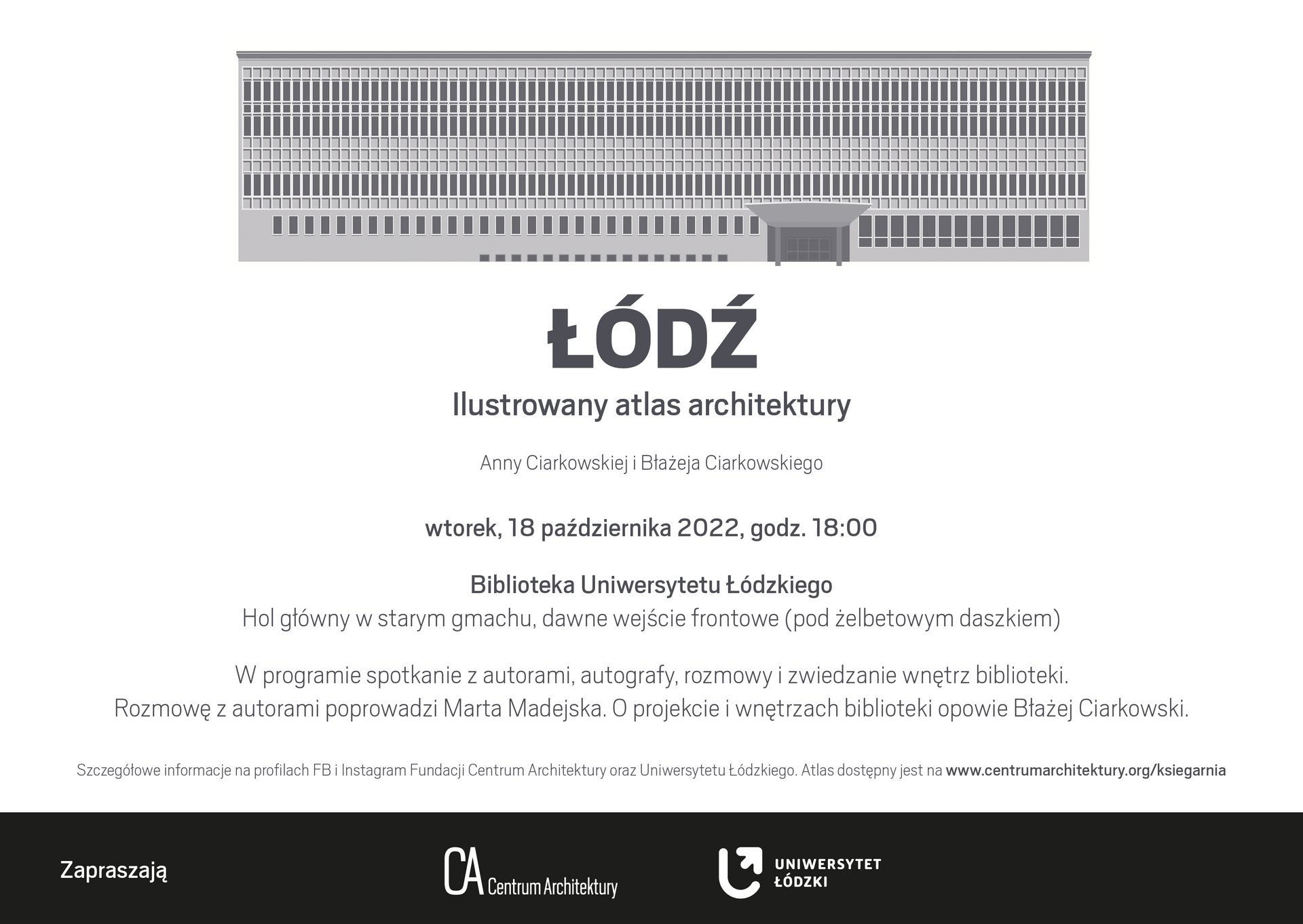 Premiera książki "Łódź. Ilustrowany atlas architektury" zaproszenie na wydarzenie