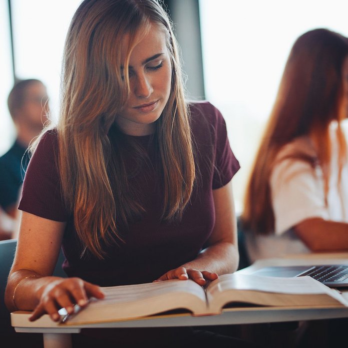 a decorative element: a studying student