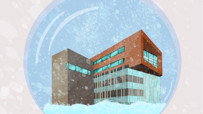 Wydział Filologiczny w dekoracyjnej kuli snieżnej