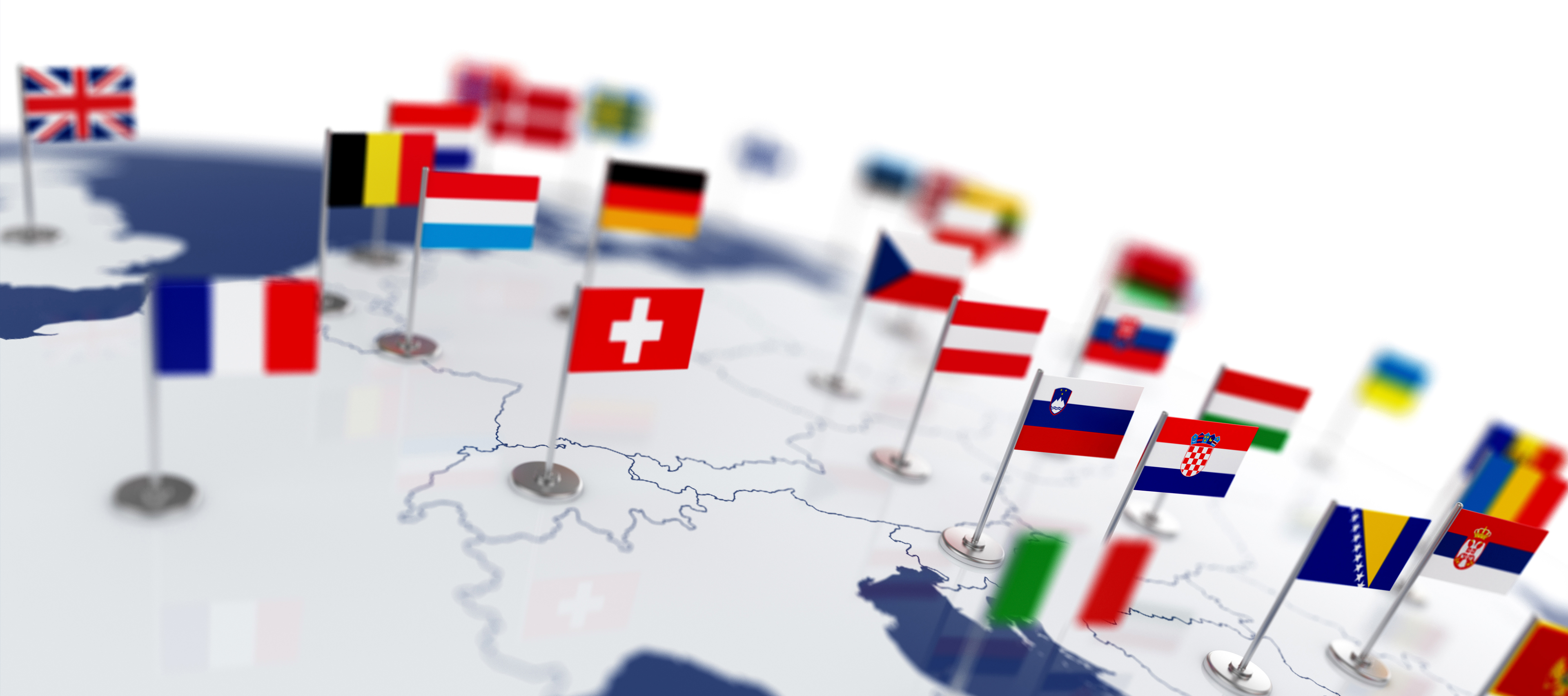 map with flags of different countries