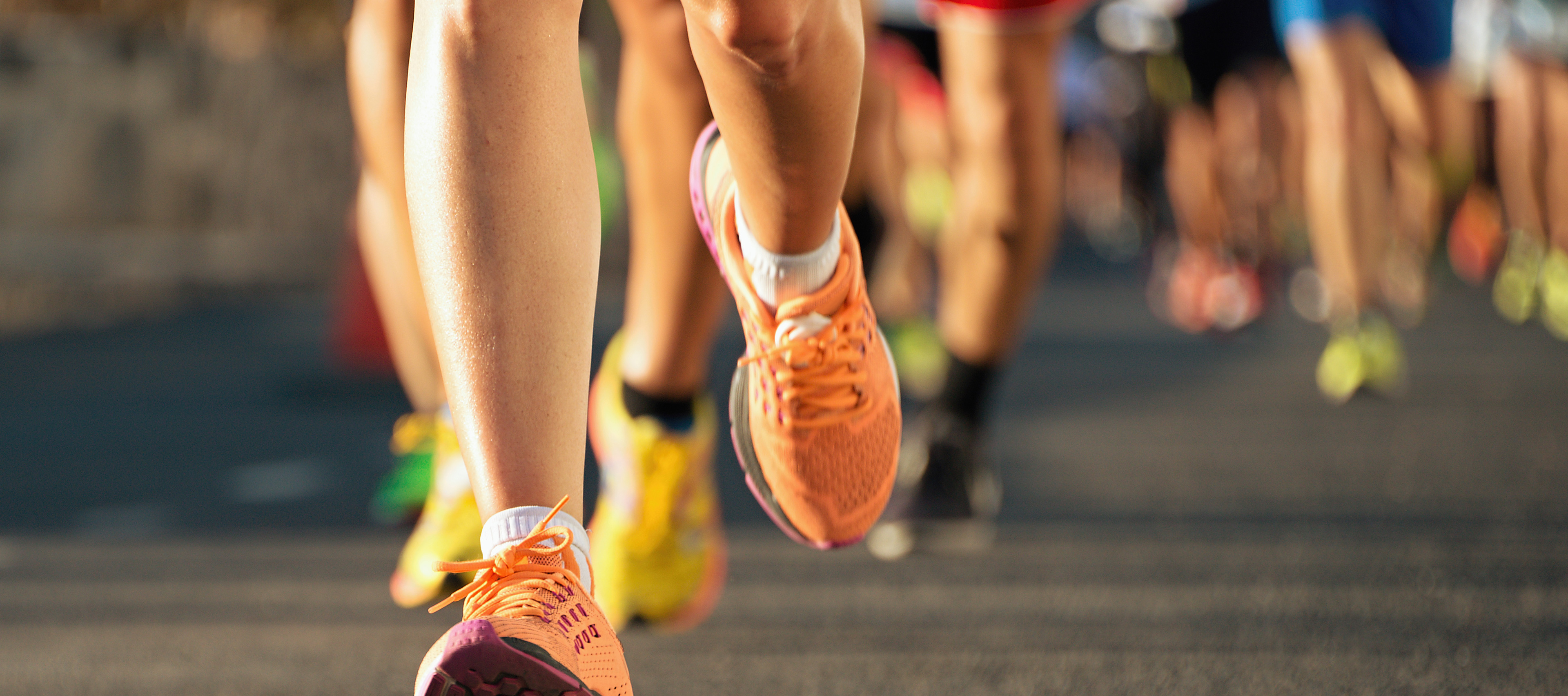 Ground-level view of runners shoes