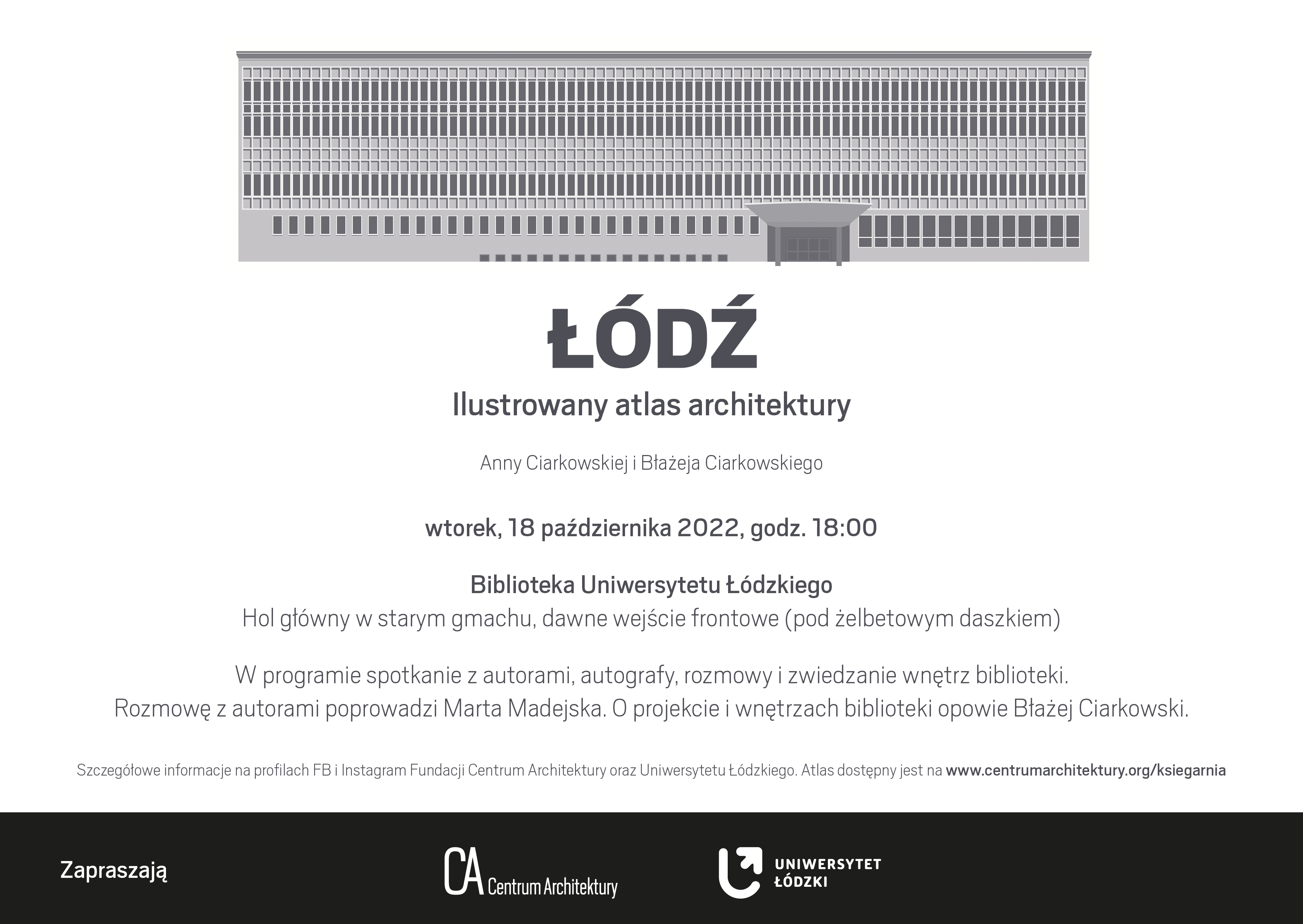 Premiera książki "Łódź. Ilustrowany atlas architektury" zaproszenie na wydarzenie
