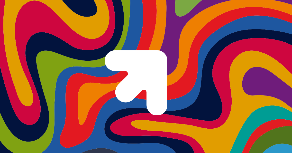 Biała strzałka na kolorowym tle