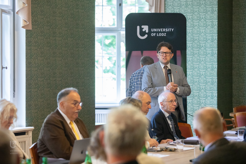 dr hab. Łukasz Korporowicz, prof. UŁ podczas posiedzenia UKN w Pałacu Biedermanna 