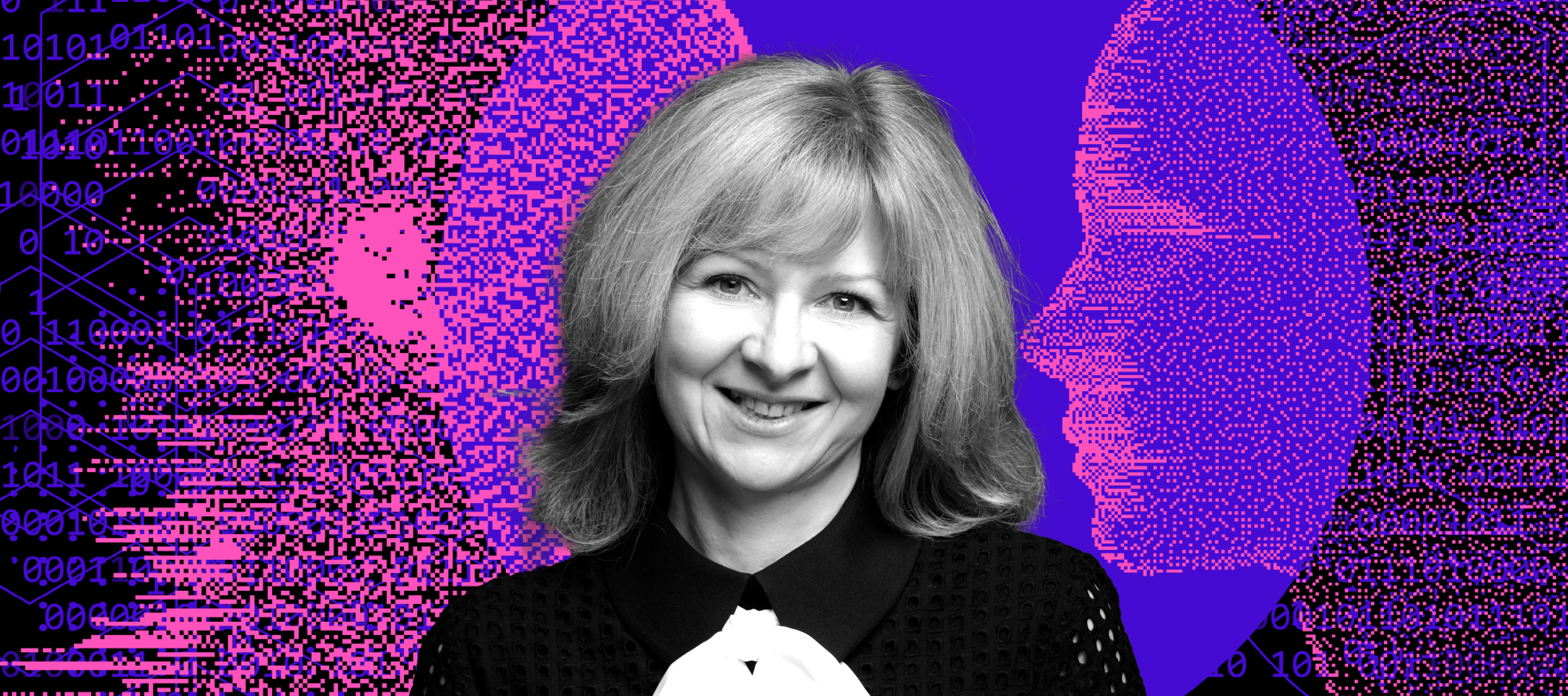 dr Kaczorowska-Spychalska na tle kolorowej grafiki przedstawiającej schemat ludzkiej głowy