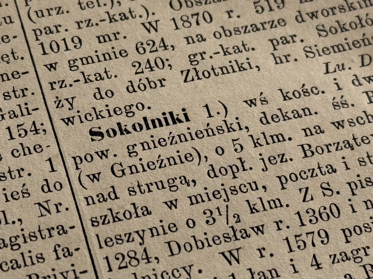 a photo of the dictionary page with the entry Sokolniki
