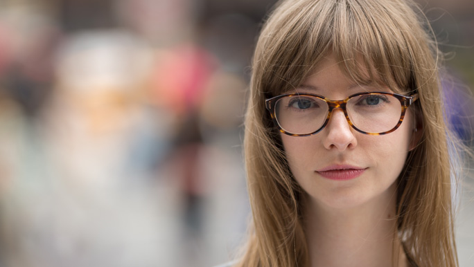 Portrait of a girl wearing glasses