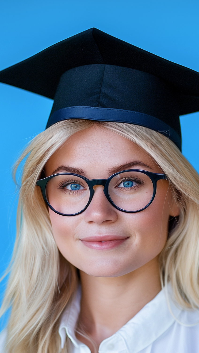 Twarz studentki w birecie