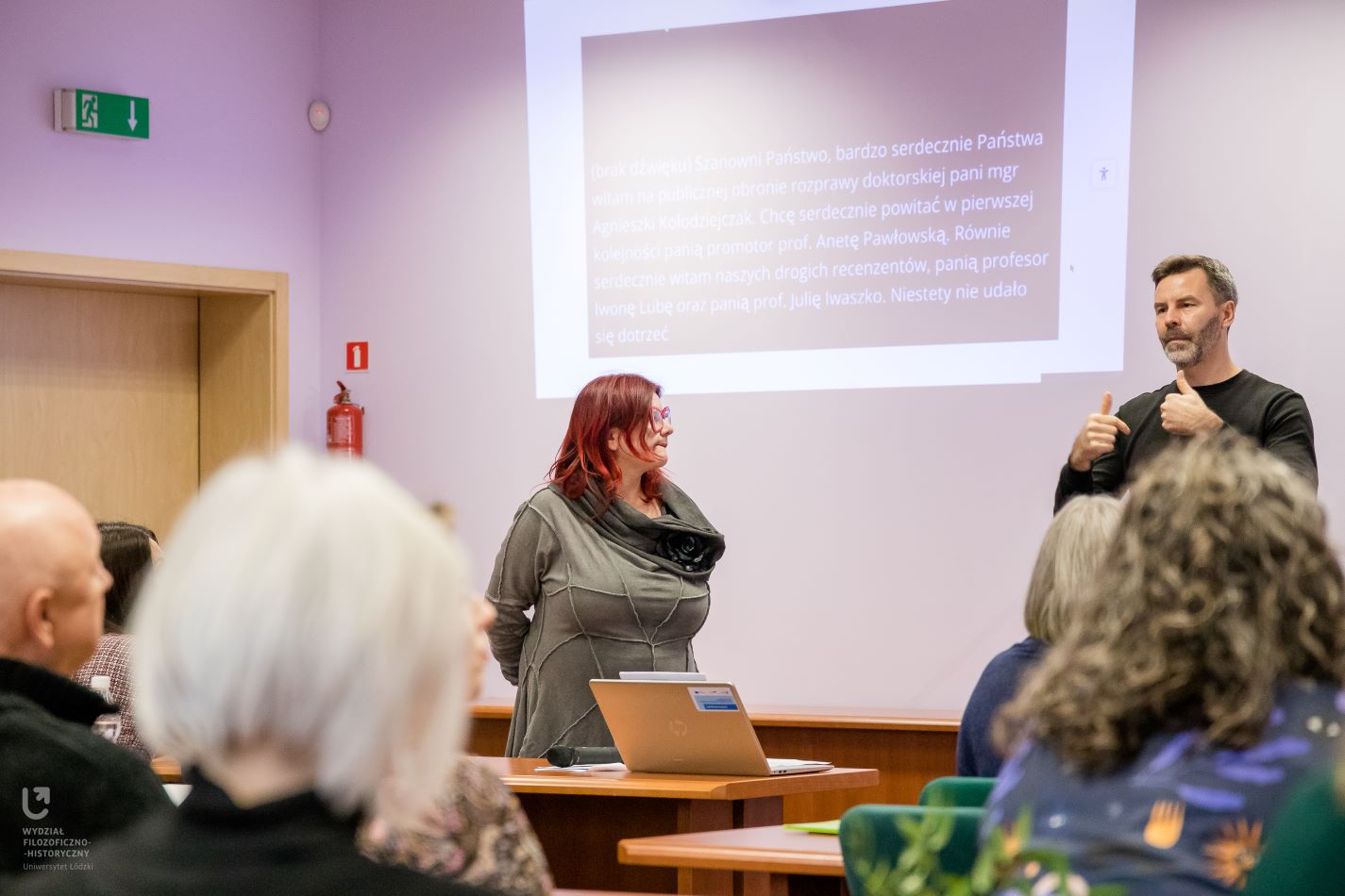Agnieszka Kołodziejczak during the defense of her doctoral dissertation