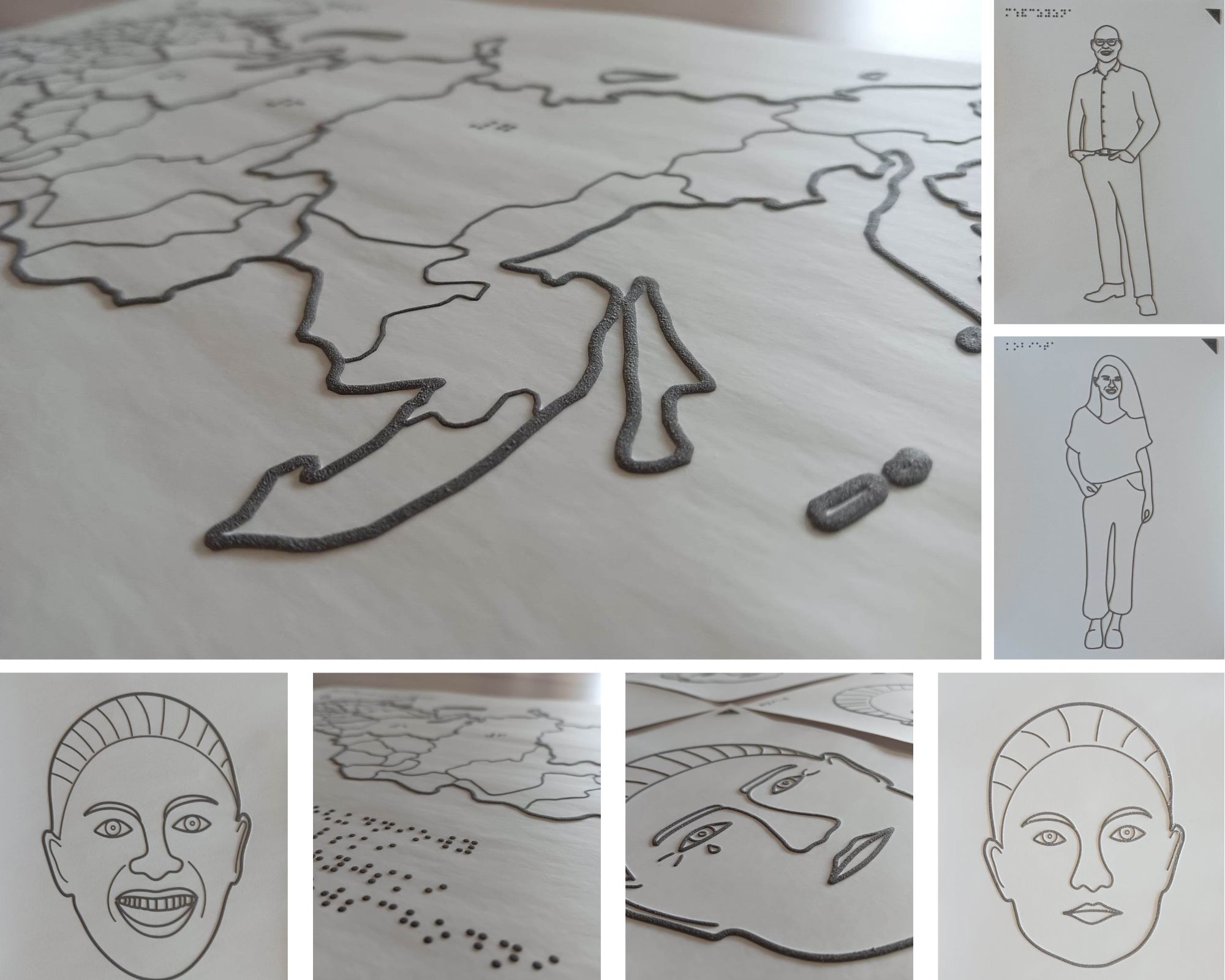 Kolaż zdjęć pomocy dydaktycznych na papierze pęczniejącym