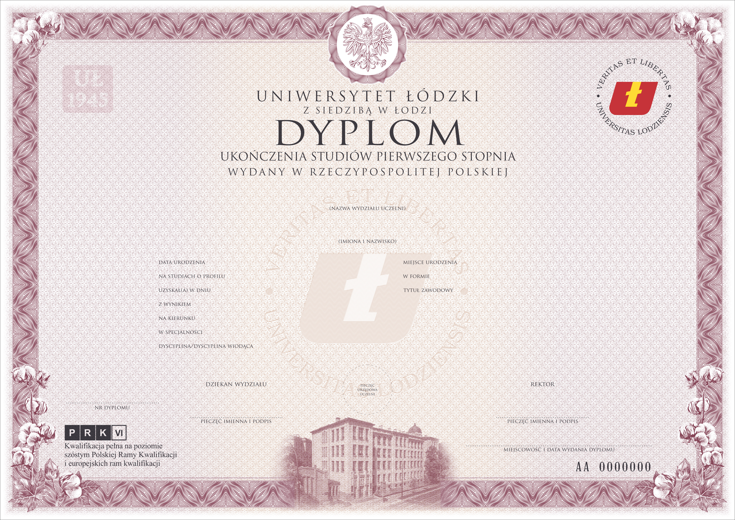 Nowy wzór dyplomu UŁ - wizualizacja. 